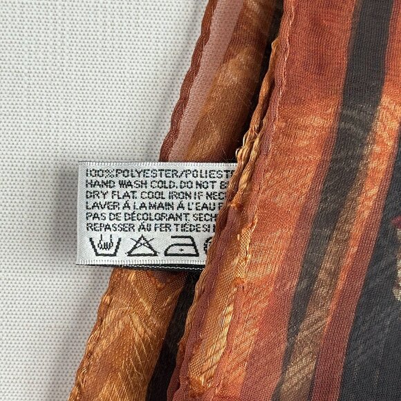 Vintage Liz Claiborne Scarf, 33 x 33 Autumn Leaf Print Square, Sheer Polyester - Picture 8 of 9